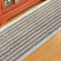 Saral Home Grey Striped Polyester Anti Slip Runner-28