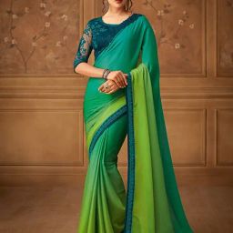 Saree Mall Green Embellished Sarees With Unstitched Blouse-picture-24
