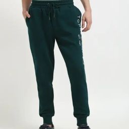 Tommy Hilfiger Cypress Green Cotton Regular Fit Logo Printed Joggers-image-55