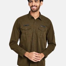 METTLE Brown Regular Fit Shirt-image-3