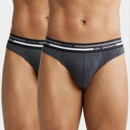 Jockey US49 Carbon Black Super Combed Cotton Briefs with Ultrasoft Waistband - Pack of 2-picture-31