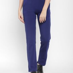 Floret Women Blue Solid Slim-Fit Track Pants-image-19