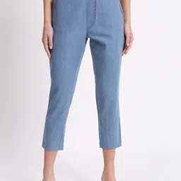 Angelfab Sky Blue Denim Slim Fit High Rise Capris-picture-6