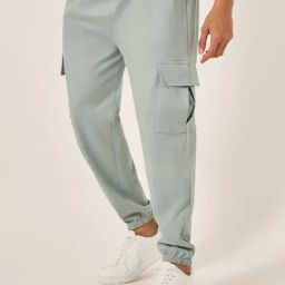 Styli Grey Cotton Relaxed Fit Solid Joggers-image-105
