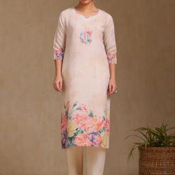 Soch Beige Regular Fit Floral Print Kurtas-picture-42