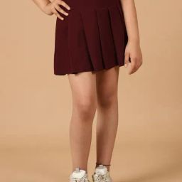 NEUDIS Kids Maroon Solid Skirt-image-84