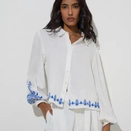 LOV by Westside Off-White Embroidered Cotton-Blend Shirt-picture-22