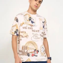 People By Pantaloons Beige Cotton Boxy Fit Printed T-Shirts-image-94