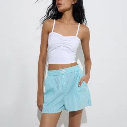 Superstar by Westside White Ruched Cotton-Blend Camisole-image-50