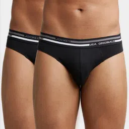 Jockey US49 Black Super Combed Cotton Briefs with Ultrasoft Waistband - Pack of 2-picture-20