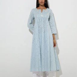 Utsa by Westside Blue Floral Embroidered A-Line Cotton-Blend Kurta-43