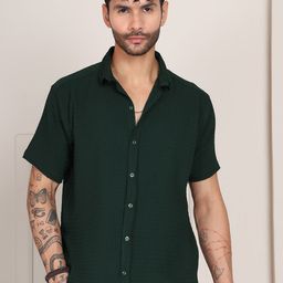 Metronaut Men Textured Spread Collar Cotton Casual Shirt-picture-8