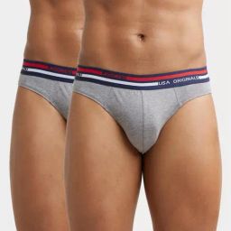 Jockey US49 Grey Melange Super Combed Cotton Briefs with Ultrasoft Waistband - Pack of 2-image-90