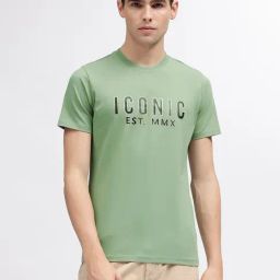 Iconic Men Typography Regular Fit Cotton T-shirt-image-13