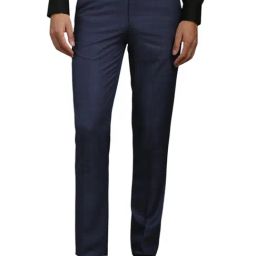 Louis Philippe Navy Slim Fit Checks Trousers-image-67