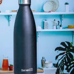 Servewell Jet Black Steel Bali Single Wall Water Bottle (1 L)-picture-42