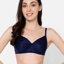 Clovia Blue Lace Work T-Shirt Bra-image-6