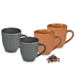 Urban Chef Grey & Brown Ceramic Handcrafted Microwave Safe Tea Cup - Set of 4-13