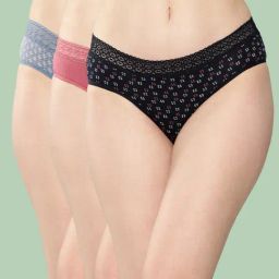 Leading Lady Blue & Pink Floral Print Hipster Panty - Pack of 3-image-84