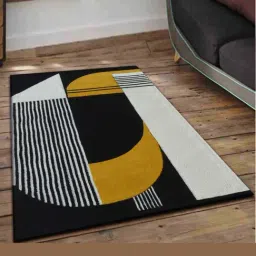 Presto Yellow & Black Wool Hand Tufted Carpet-image-45