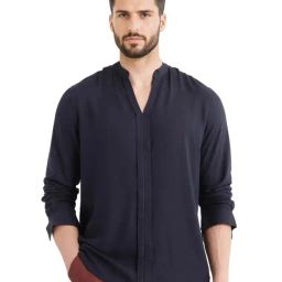 Rare Rabbit Navy Regular Fit Solid Shirt-picture-24