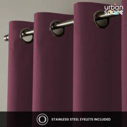 Urban Space Maroon & Black Polyester Window Curtain with Eyelets & Tieback - Set of 2 (5 ft) image 4
