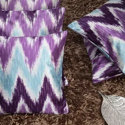 HOUZZCODE Blue & Purple Set of 5 Abstract Square Cushion Covers-58