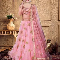 F Plus Fashion Pink Net Lehenga Choli-picture-25
