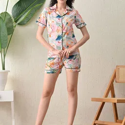 GLITO Printed Cotton Shirt With Shorts Co-Ords-image-54