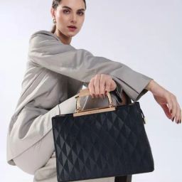 Magnolia Black Textured Satchel-12