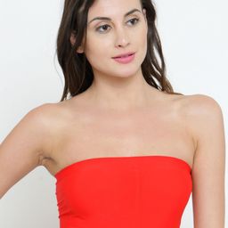 PrettyCat Red Solid Non-Wired Lightly Padded Bandeau Bra PC-SB-5094-picture-4