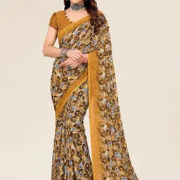 Moda Rapido Yellow Printed Poly Georgette Sarees-picture-10