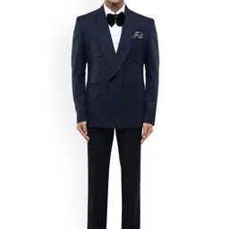 SDS By Kushal Shah Shawl Collar Double Breasted Tuxedo Three-Piece Suit-image-55