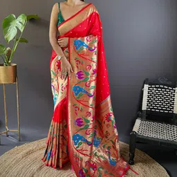DIVASTRI Women Woven Design Zari Paithani Saree-47