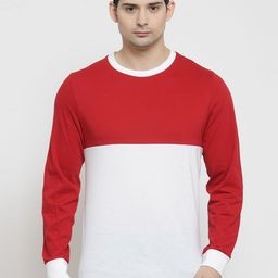 Kalt Men Red Colourblocked Round Neck T-shirt-image-15