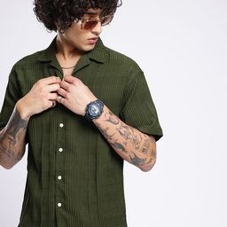 WROGN Urban Classic Self Design Textured Oversized Shirt-image-43