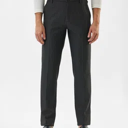 Snitch Men Textured Slim Fit Wrinkle Free Trousers-image-95