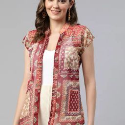 Cottinfab Multicolor Printed Georgette Shrug-39