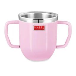 HAZEL Pink Stainless Steel Double Handle Mug - 250 ML-31