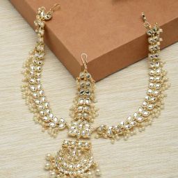 Zaveri Pearls Gold Tone Kundan & Pearls Embellished Bridal MathaPatti Style Maangtikka-ZPFK12194-38