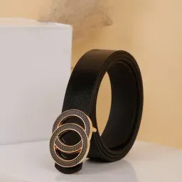 Teakwood Leathers Black Push-Pin Leather Casual Belt For Women-picture-16