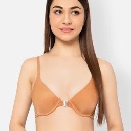 Clovia Beige Half Coverage Lightly Padded Plunge Bra With All Day Comfort-image-23