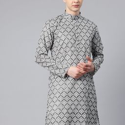 Luxrio Men Ethnic Motifs Printed Sequinned Mandarin Collar Kurta-picture-18