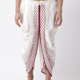 DEYANN Men Off-White Printed Dhoti-17