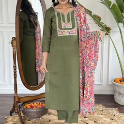 PEENGAX Women Floral Embroidered Kurta with Trousers & Dupatta-picture-28