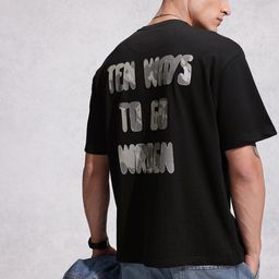 WROGN Typography Printed Drop-Shoulder Sleeves Pure Cotton T-shirt-image-72