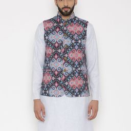 Wintage Men Multicoloured Geometric Print Nehru Jacket image 1