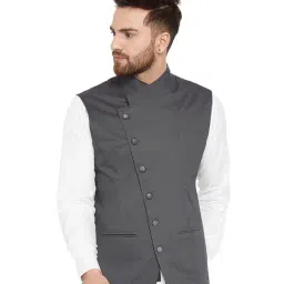 Hypernation Dark Grey Sleeveless Cotton Waistcoat-picture-19