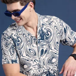 Mast & Harbour Men Slim Fit Printed Cuban Collar Casual Shirt-picture-38