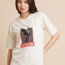 ANJIR Women Printed Applique T-shirt-image-59